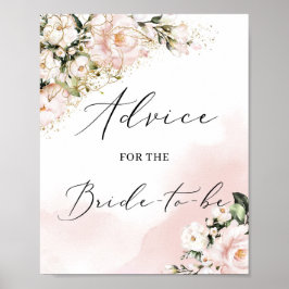 Blush roze florale goudadviezen voor het bruinbord poster