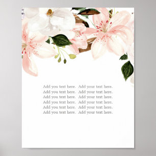 Blush roze florale lileuzen lippenvlies blanco tek poster