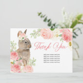 Blush roze florale pastei bedankkaart (Staand voorkant)