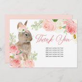 Blush roze florale pastei bedankkaart (Voorkant / Achterkant)