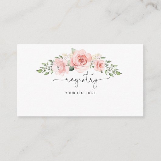 Blush roze florale registratie informatiekaartje (Voorkant)