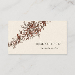 Blush roze florale vintage visitekaartje