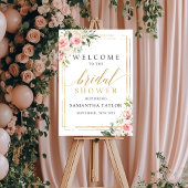 Blush roze florale vrijgezellenfeest welkomstteken poster