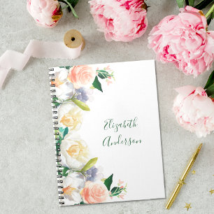 Blush roze florals monogram journaal notitieboek
