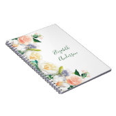Blush roze florals monogram journaal notitieboek (Rechterzijde)
