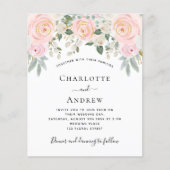 Blush roze florals social media bruiloft budget flyer (Voorkant)
