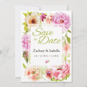 Blush Roze  Florals Weddenschap Save the Date