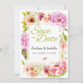 Blush Roze  Florals Weddenschap Save the Date (Voorkant)