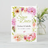 Blush Roze Florals Weddenschap Save the Date (Staand voorkant)
