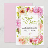 Blush Roze Florals Weddenschap Save the Date (Voorkant / Achterkant)