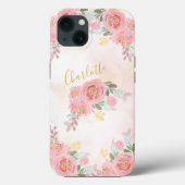 Blush roze | Florence Rozen Elegant Add Jouw naam Case-Mate iPhone Case (Achterkant)