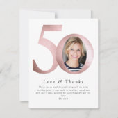 Blush roze Folie 50 & Fabulous Photo Bedankkaart (Voorkant)