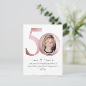 Blush roze Folie 50 & Fabulous Photo Bedankkaart (Staand voorkant)