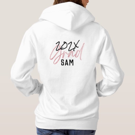 Blush Roze Folie Afstudeerder Jaar Aangepaste afbe Hoodie (Achterkant)