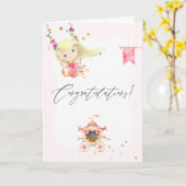 Blush roze folie & gouden droesem en glitter princ kaart (Gele Bloem)