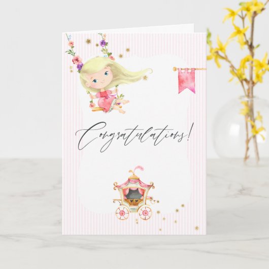 Blush roze folie & gouden droesem en glitter princ kaart (Gele Bloem)