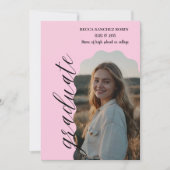 Blush roze foto afstuderen kaart (Voorkant)