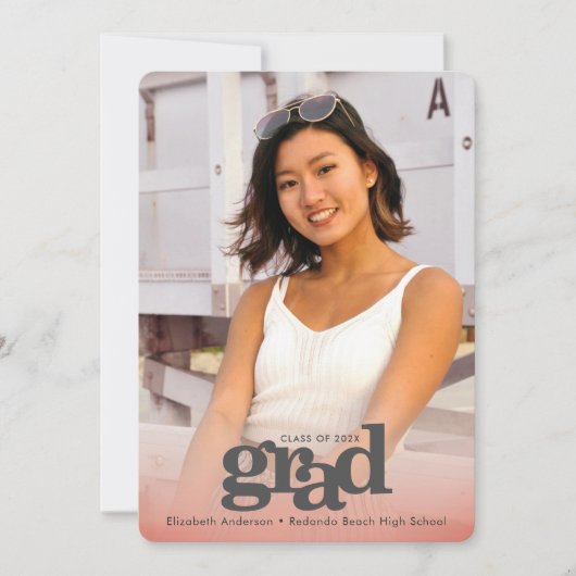 Blush roze foto afstuderen vet typografie modern aankondiging (Voorkant)