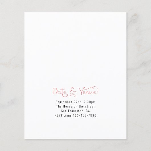 Blush Roze foto Birthday Invitation (Achterkant)