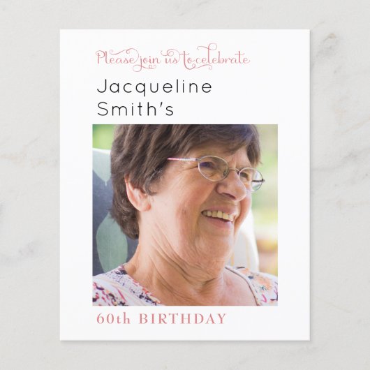 Blush Roze foto Birthday Invitation (Voorkant)