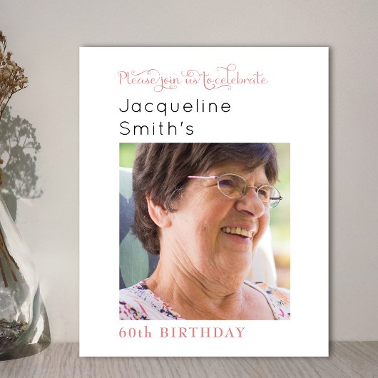 Blush Roze foto Birthday Invitation