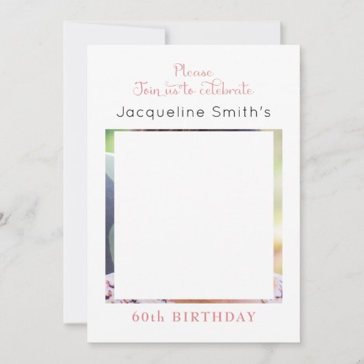 Blush Roze foto Birthday Invitation Kaart (Voorkant)