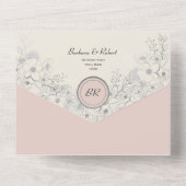  Blush Roze Foto bruiloft All In One Uitnodiging (Achterkant)