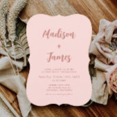 Blush roze foto bruiloft uitnodiging