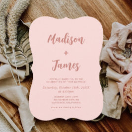 Blush roze foto bruiloft uitnodiging