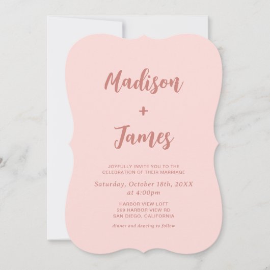 Blush roze foto bruiloft uitnodiging (Voorkant)