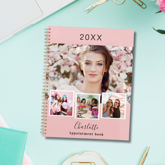 Blush roze foto collage afspraken 2026 planner