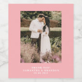 Blush roze foto Dank u bruiloft Wijn Etiket (Enkel label)