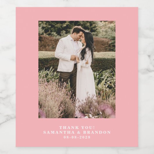 Blush roze foto Dank u bruiloft Wijn Etiket (Enkel label)