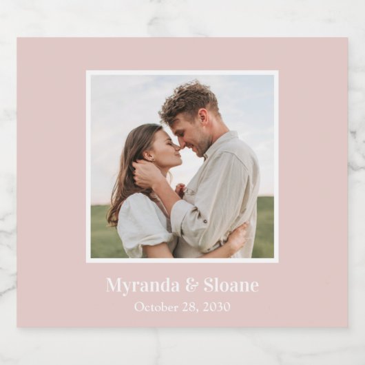 Blush roze foto Engagement Party Sparkling Wijnetiket (Enkel label)