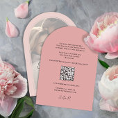 Blush roze foto kalligrafie script bruiloft kaart