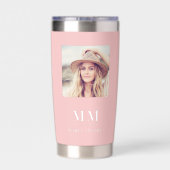 Blush roze foto monogram initialen naam geïsoleerde drinkbeker (Achterkant)