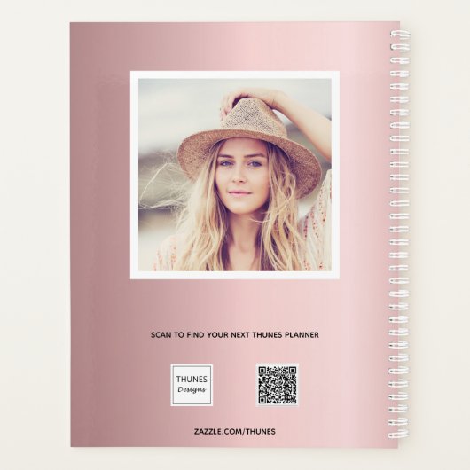 Blush roze foto monogram naam planner (Achterkant)