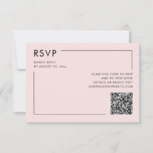Blush Roze Foto QR Code Bruiloft RSVP Behuizing