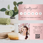 Blush roze foto qr code business loyalty card visitekaartje