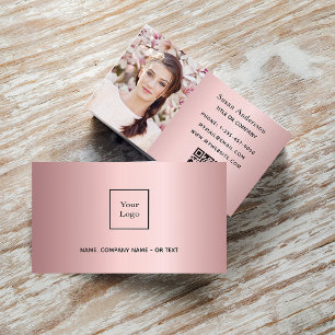 Blush roze foto QR code elegant vrouw Visitekaartje
