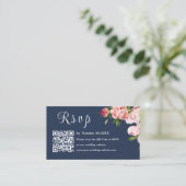 Blush roze foto Rsvp Qr Code Weddenschap Informatiekaartje (Staand voorkant)