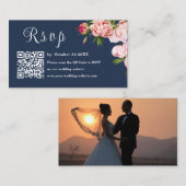 Blush roze foto Rsvp Qr Code Weddenschap Informatiekaartje (Voorkant / Achterkant)