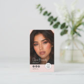 Blush Roze Foto Script Make-up Artiest Visitekaartje (Staand voorkant)
