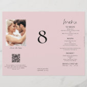 Blush Roze Foto Trouwmenu Tafel Geen Trifold (Voorkant)