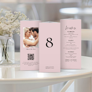 Blush Roze Foto Trouwmenu Tafel Geen Trifold