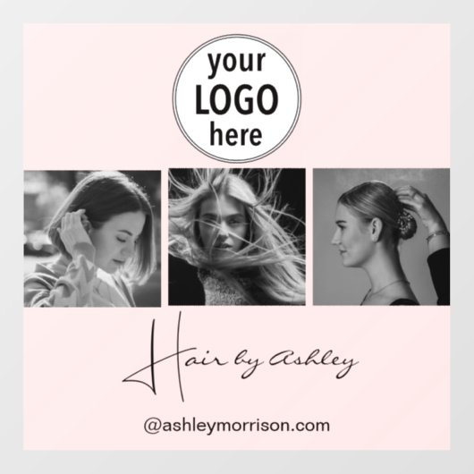 Blush Roze Foto Zwart Script Haarstylist  Raamsticker (Vel)