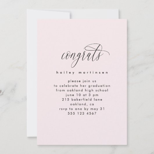  Blush Roze fotograaf Partij Kaart (Achterkant)