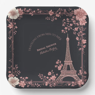 Blush Roze French Miss to Mrs Bruidsfeest Parijs Papieren Bordje