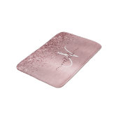 Blush Roze geborsteld metaal Glitter Monogram Naam Badmat (Gekanteld)