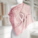 Blush Roze geborsteld metaal Glitter Monogram Naam Bandana<br><div class="desc">Maak deze trendy kookplaat eenvoudig aan te passen met een ,  lichtroze glitter op een lichtroze,  geborstelde metalen achtergrond.</div>